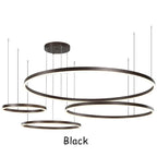 LustraLuxe: Modern LED Ceiling Chandelier with Brushed Rings