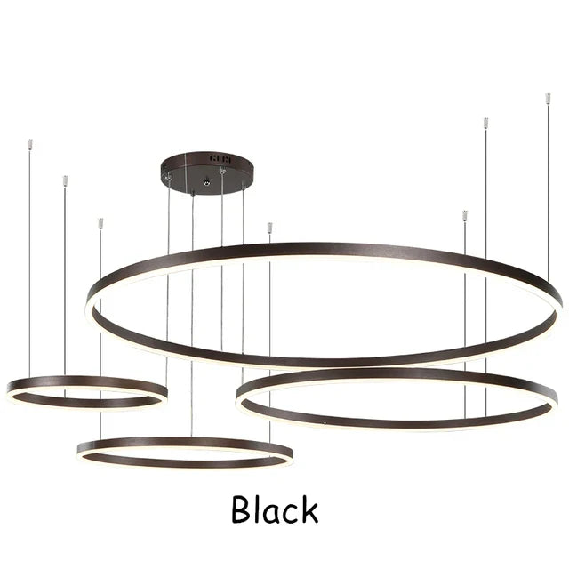 LustraLuxe: Modern LED Ceiling Chandelier with Brushed Rings