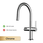 PrecisionLux - Smart Brass Kitchen Faucet with Digital Display and Dual-Temperature Single Handle