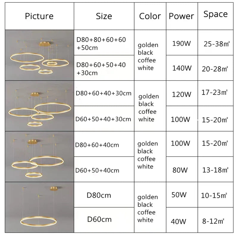 LustraLuxe: Modern LED Ceiling Chandelier with Brushed Rings