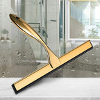 GoldShine Elite: Stainless Steel Window Cleaning Tool with Gold Finish and Silicone Brush - Perfect for Bathrooms, Kitchens, and Cars