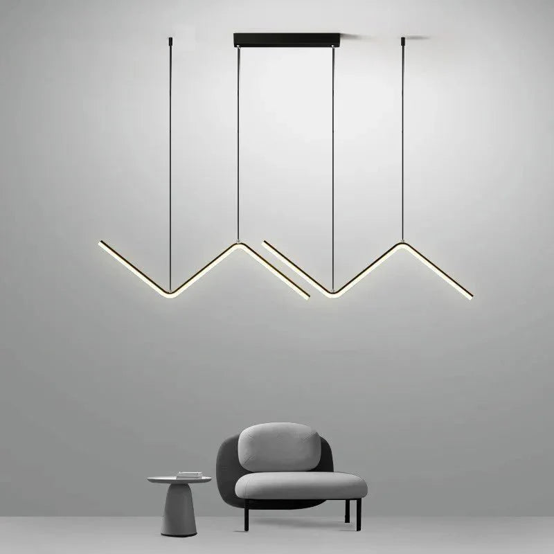 LumiLine Pro: 90cm Modern Black LED Pendant