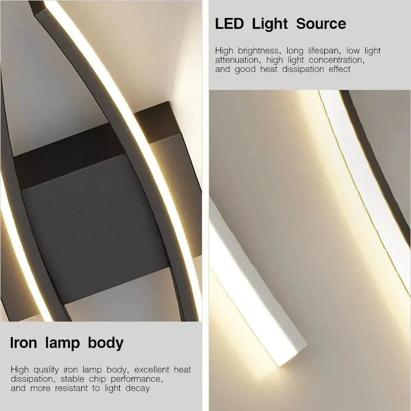 LumiSlate: Minimalist Black LED Wall Lamp
